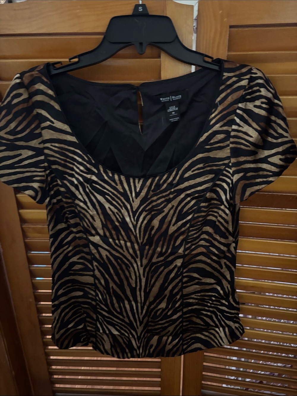 White House Black Market Animal-Print Scoop Neck Blouse - Black & Brown